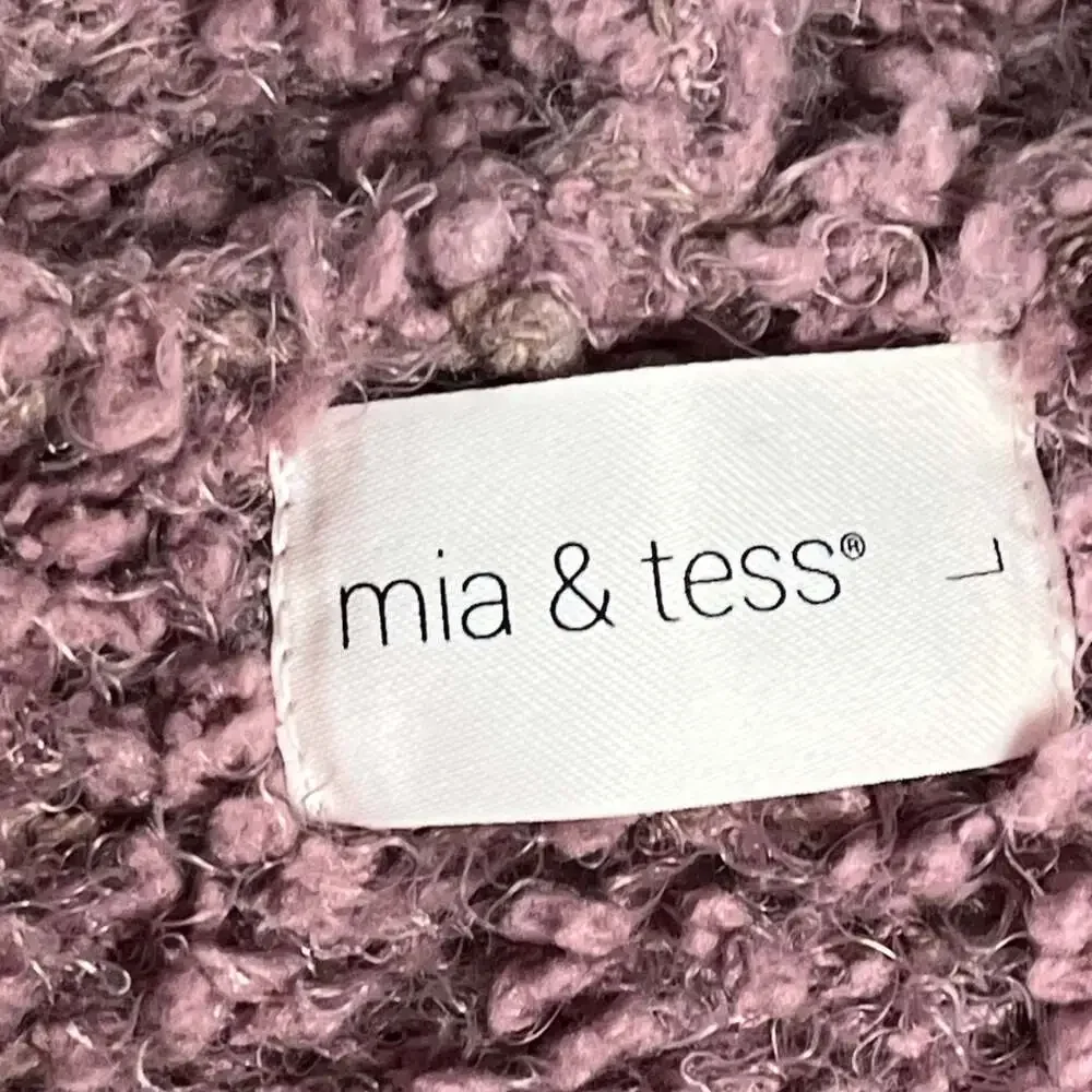 Mia & Tess L Hooded Open Front Cardigan Boucle Colorblock‎ Cozy Sweater